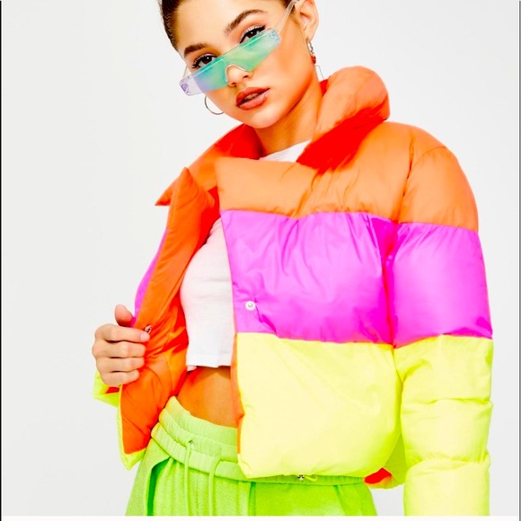 Dolls Kill Roxi Neon Puffer Jacket